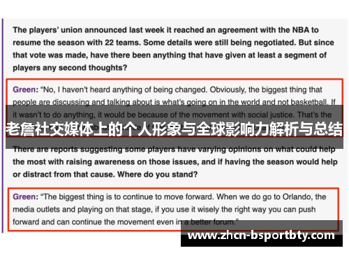 老詹社交媒体上的个人形象与全球影响力解析与总结